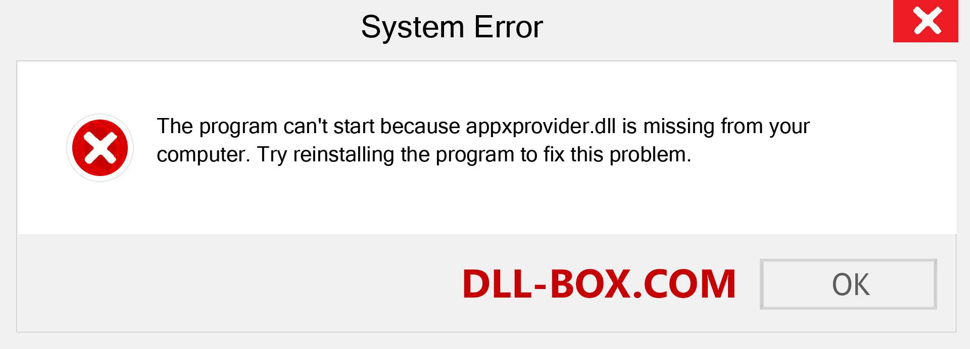  appxprovider.dll file is missing?. Download for Windows 7, 8, 10 - Fix  appxprovider dll Missing Error on Windows, photos, images